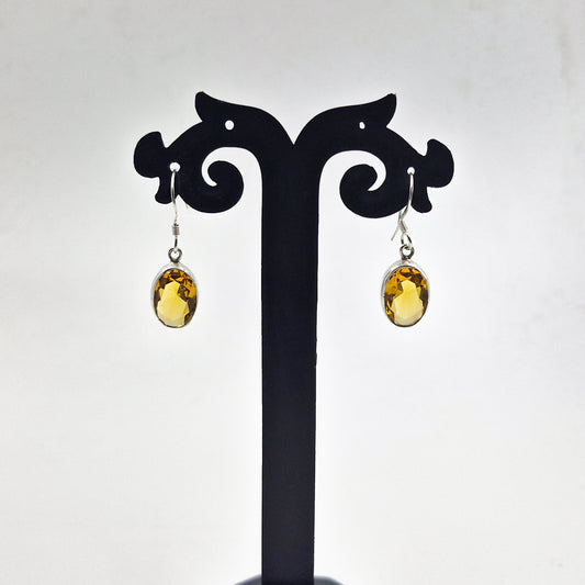 Citrine Oval Drop Earrings in Sterling Silver SEAR-639