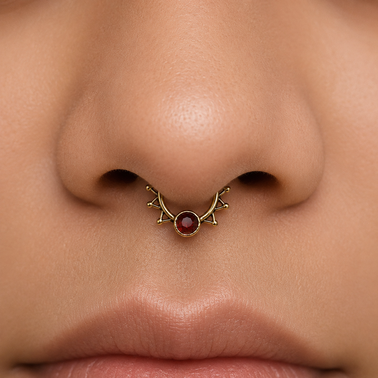 Gold Sunburst Nose Ring, Celestial Hoop, Boho Body Jewelry SEP03-BRS-NCL01