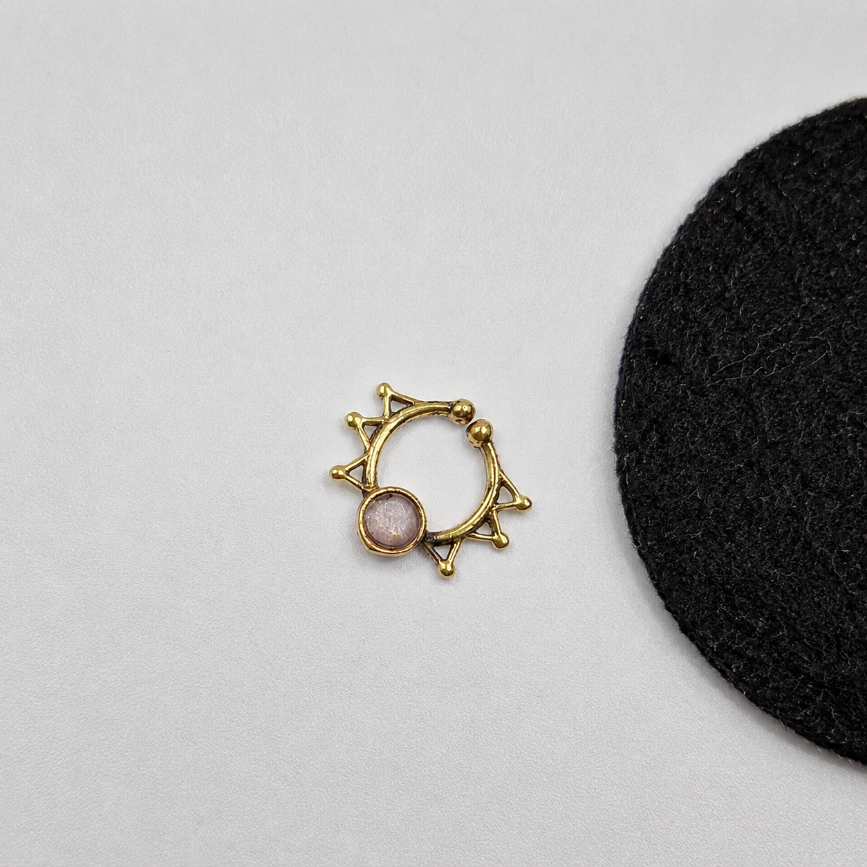 Gold Sunburst Nose Ring, Celestial Hoop, Boho Body Jewelry SEP03-BRS-NPMS01