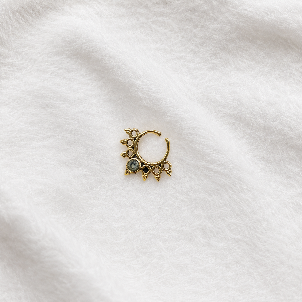 Gold Boho Nose Ring, Purple Gemstone Hoop, Celestial Body Jewelry, SEP04-BRS-LBT01