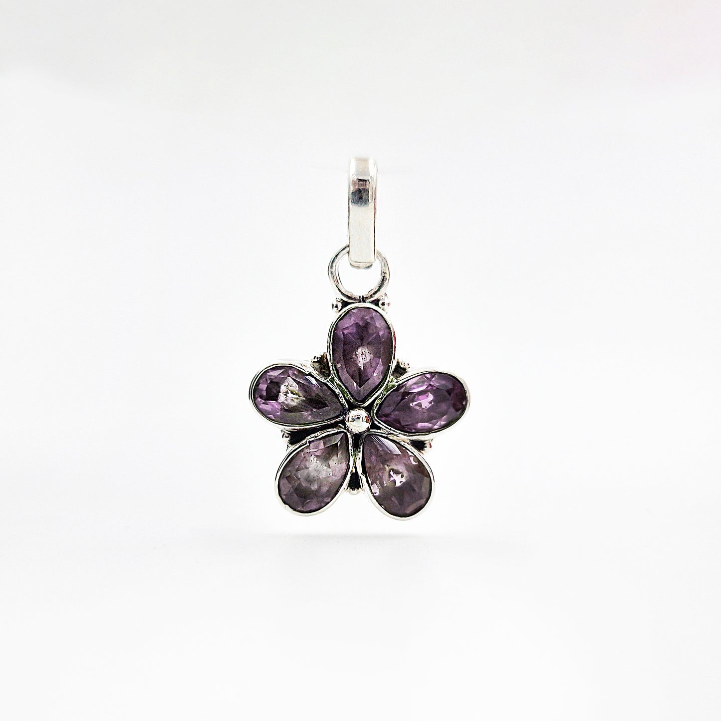Amethyst Floral Pendant in 925 Sterling Silver Handmade Jewelry SPEN-134