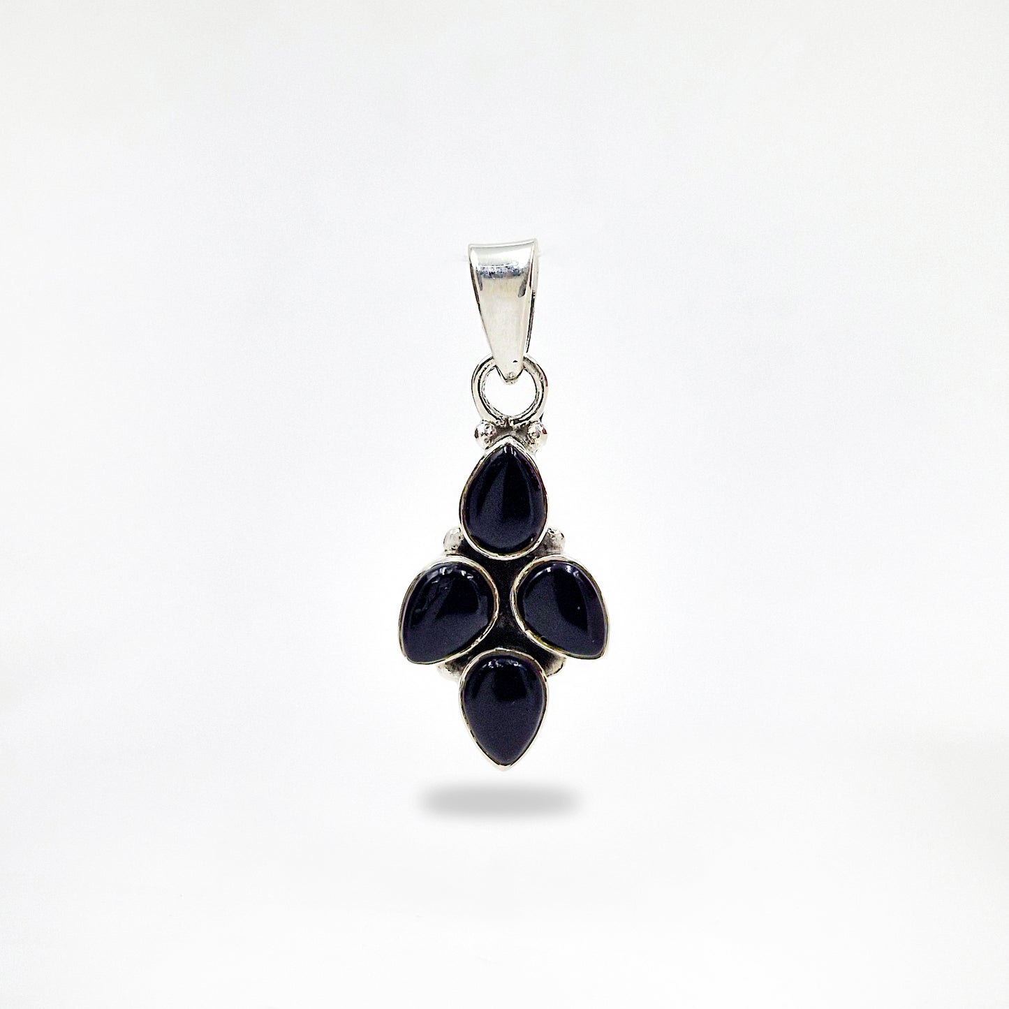 925 Sterling Silver Black Onyx Cluster Pendant Gothic Statement Jewelry SPEN-139