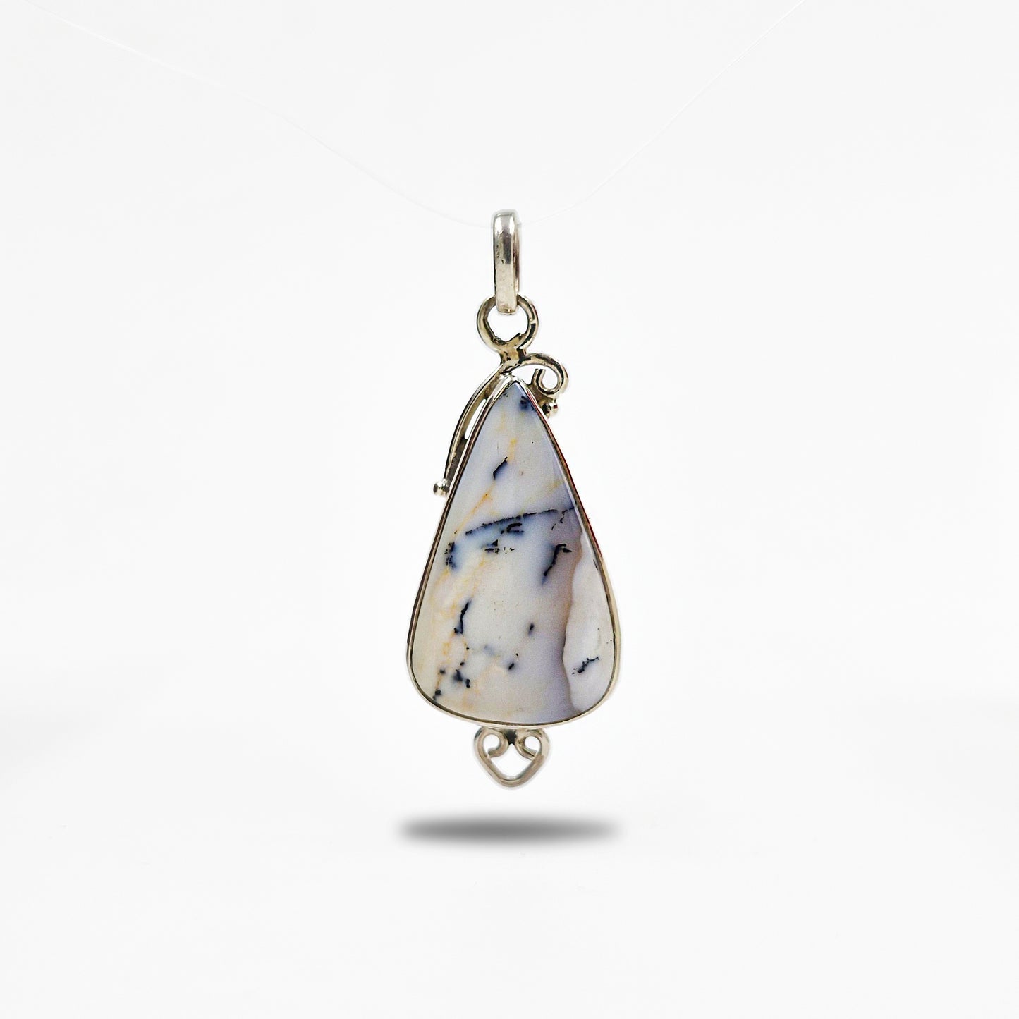925 Sterling Silver Dendrite Opal Pendant Artisan Boho Gemstone Charm SPEN-374