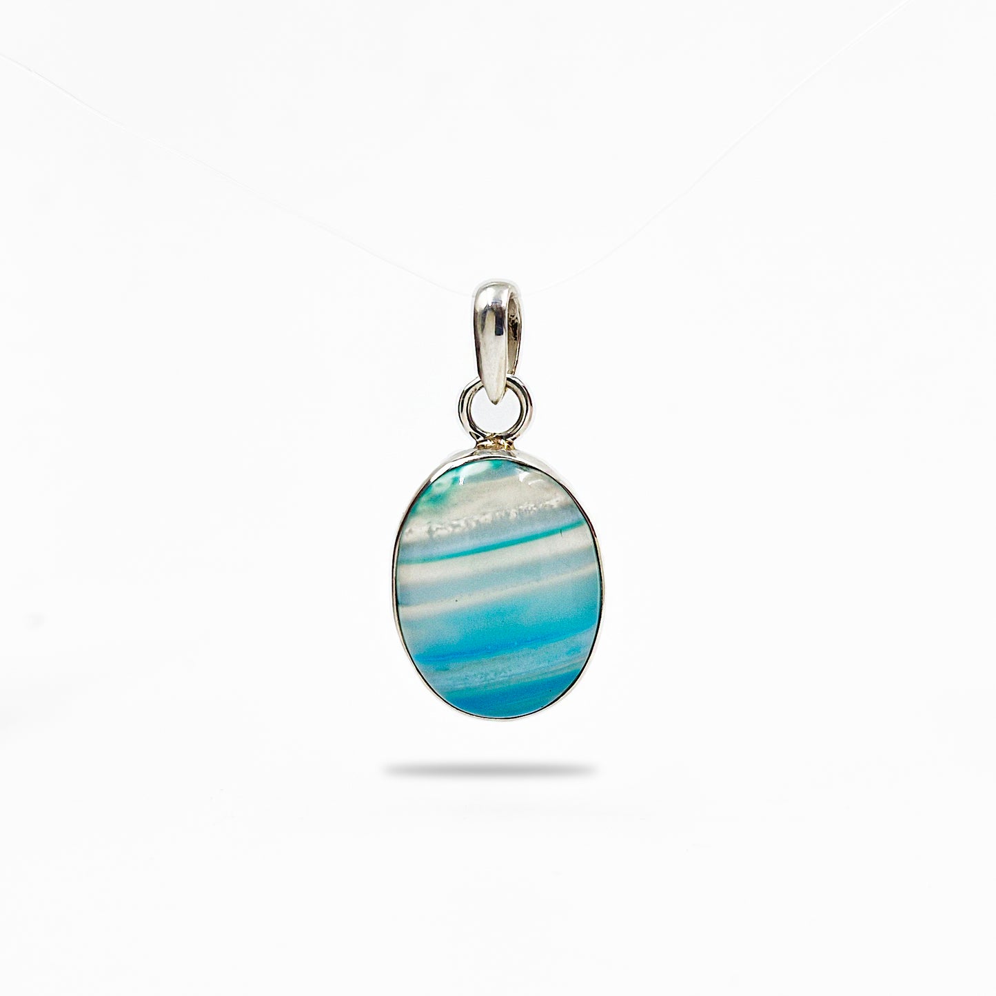 Botswana Agate Oval 925 Sterling Silver Pendant Handmade Boho Jewelry SPEN-40
