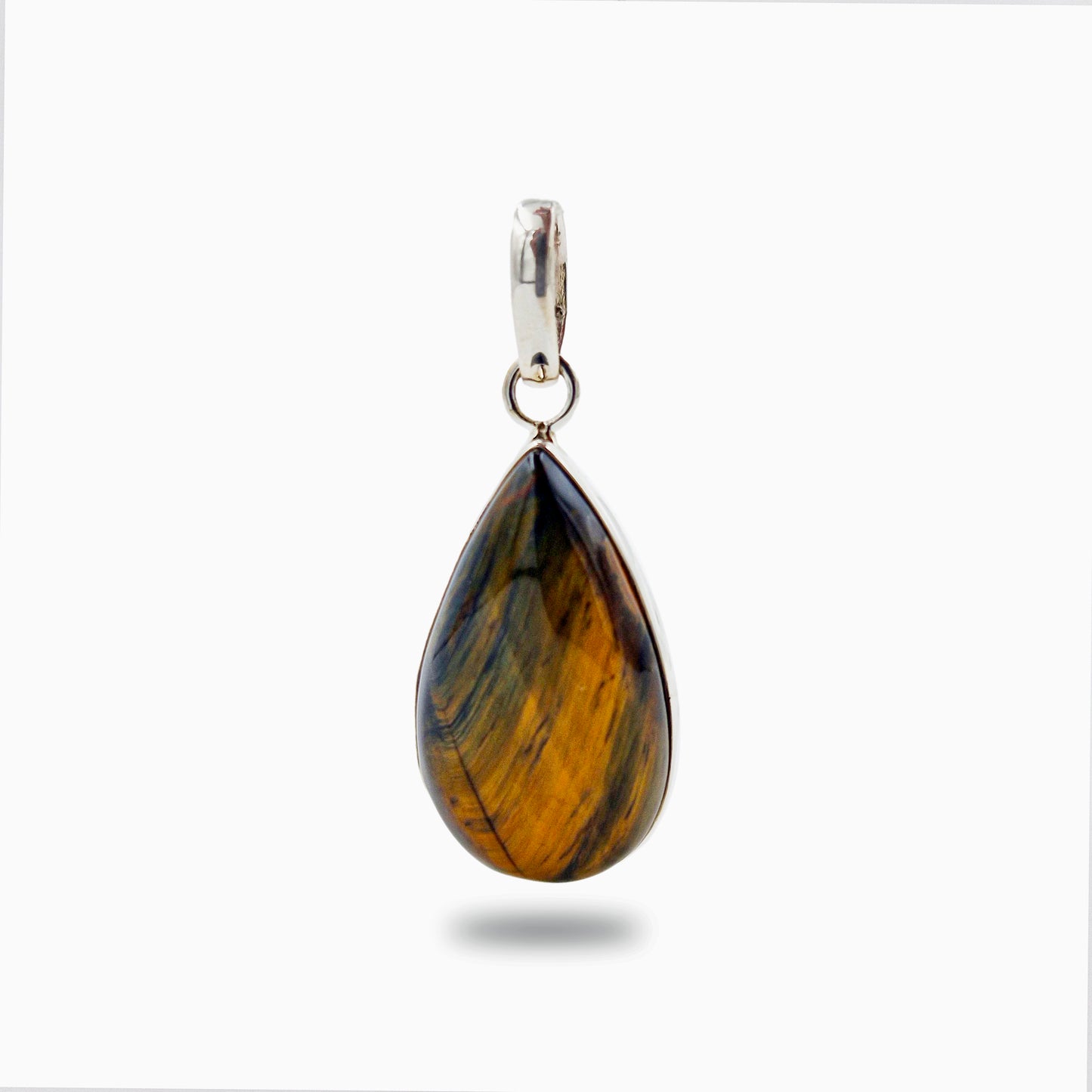Sterling Silver Tiger Eye Pear Shape Pendant Handmade Gemstone Charm SPEN-444