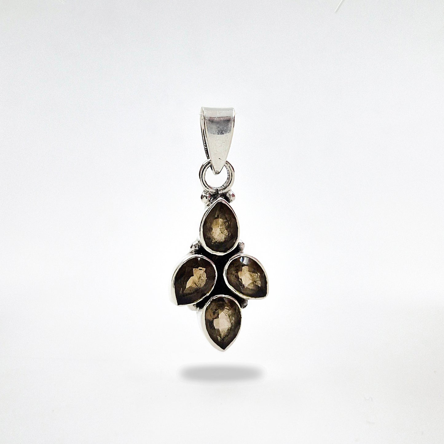 925 Sterling Silver Smoky Quartz Cluster Pendant Handmade Jewelry SPEN-88