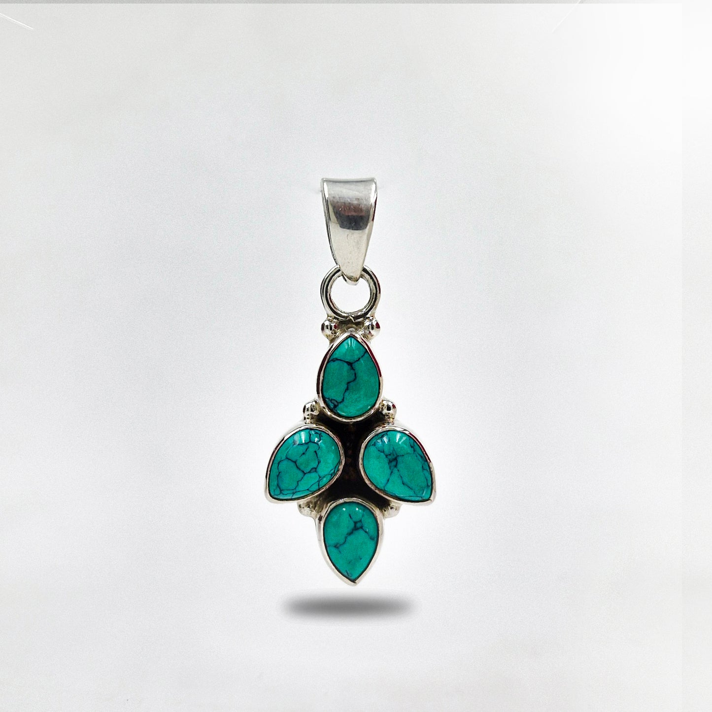 925 Sterling Silver Turquoise Cluster Pendant Boho Handmade Jewelry SPEN-95