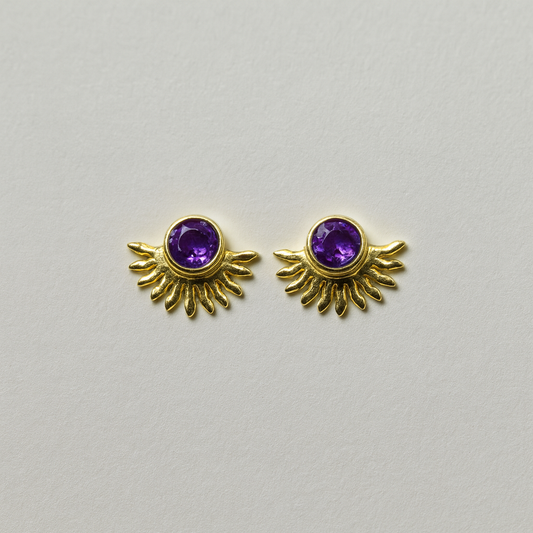 Rising Sun Ray Gemstone Stud