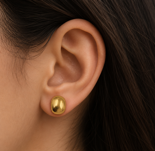 Gold Plated Chunky Stud Earrings for Women Modern Statement Jewelry ST24-GLD