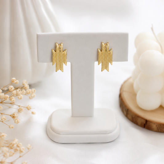 Gold Plated Geometric Stud Earrings for Women Minimalist Jewelry ST27-GLD