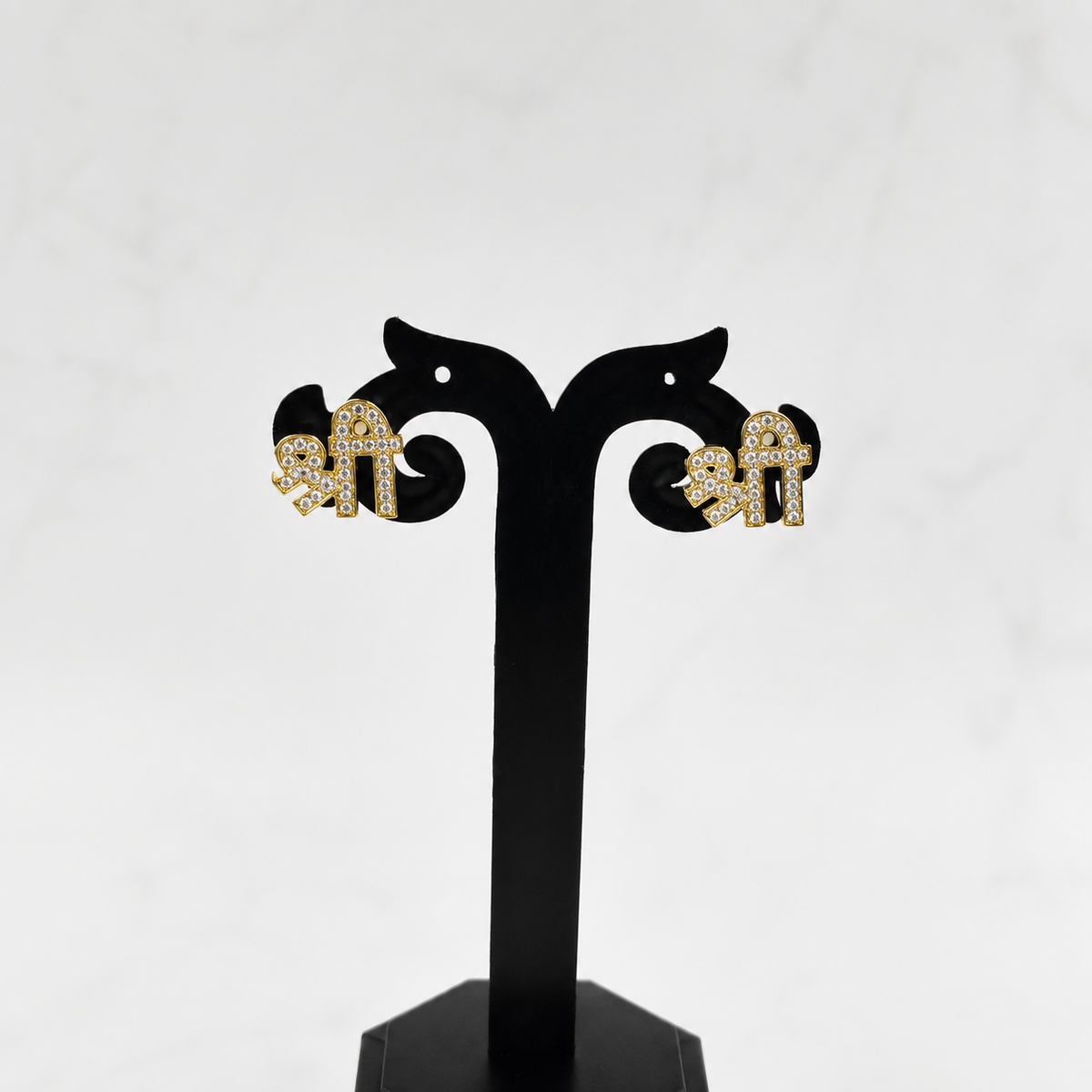 Shree Symbol Stud Earrings Gold Plated Religious Unisex Jewellery ST33-GLD