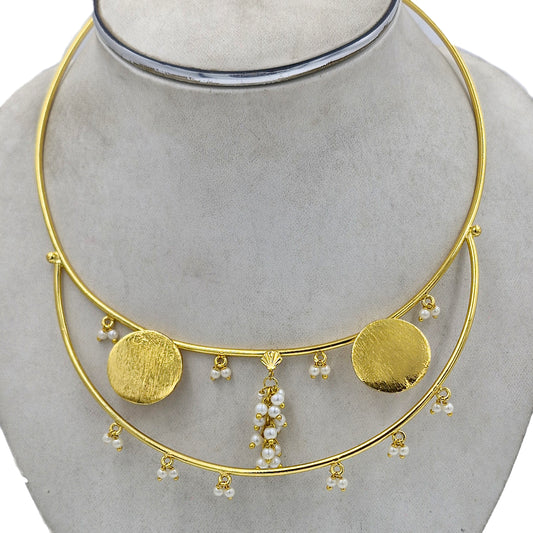 Luxury Gold Layered Choker Necklace for Women Statement Jewelry WCKR07-GLD