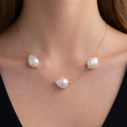 Elegant Gold Pearl Necklace for Women Minimalist Statement Jewelry BNEC02-GLD