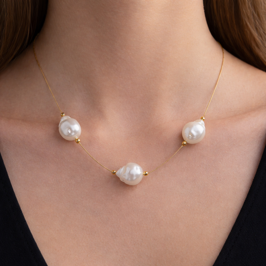 Elegant Gold Pearl Necklace for Women Minimalist Statement Jewelry BNEC02-GLD