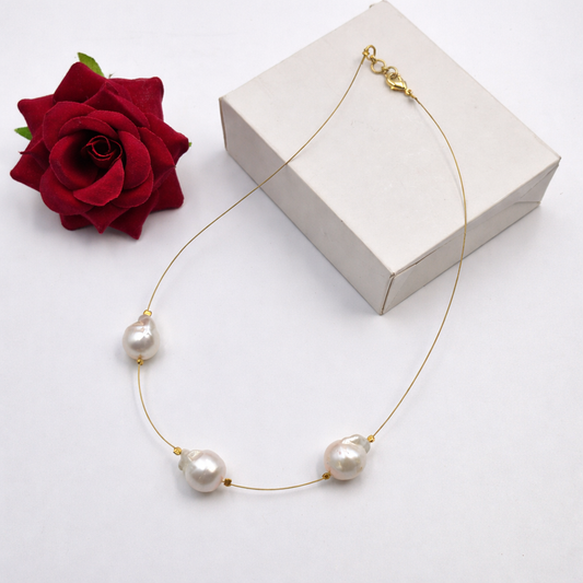Elegant Gold Pearl Necklace for Women Minimalist Statement Jewelry BNEC02-GLD