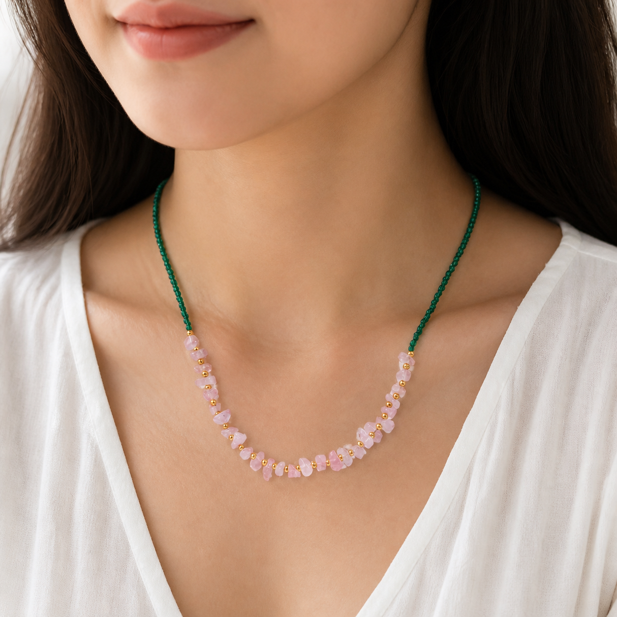 Handmade Beaded Necklace for Women Elegant Layering Jewelry BNEC03-GLD