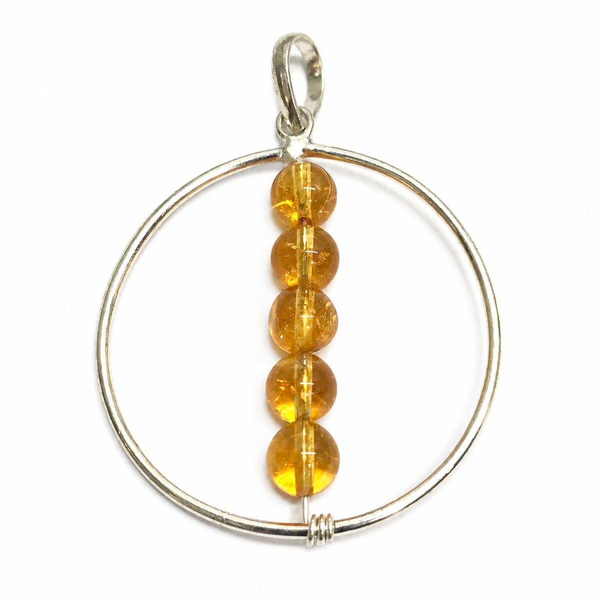 Natural Citrine Pendant, Golden Quartz Beaded Statement Jewelry BPEN284-SLV-NCT05