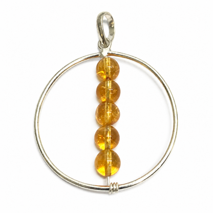Natural Citrine Pendant, Golden Quartz Beaded Statement Jewelry BPEN284-SLV-NCT05
