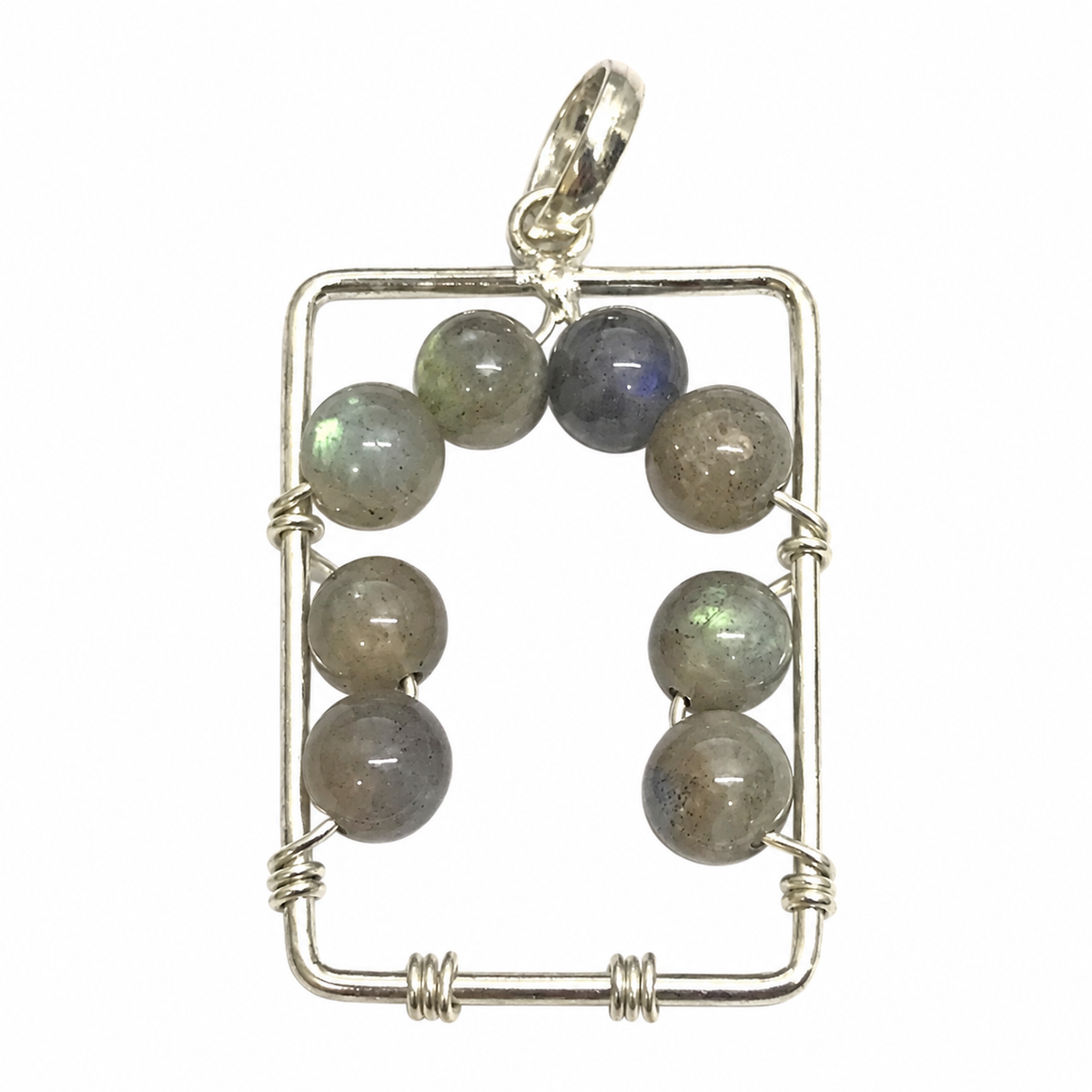 Natural Labradorite Pendant, Blue Flash Gemstone Jewelry BPEN282-SLV-NLBD08