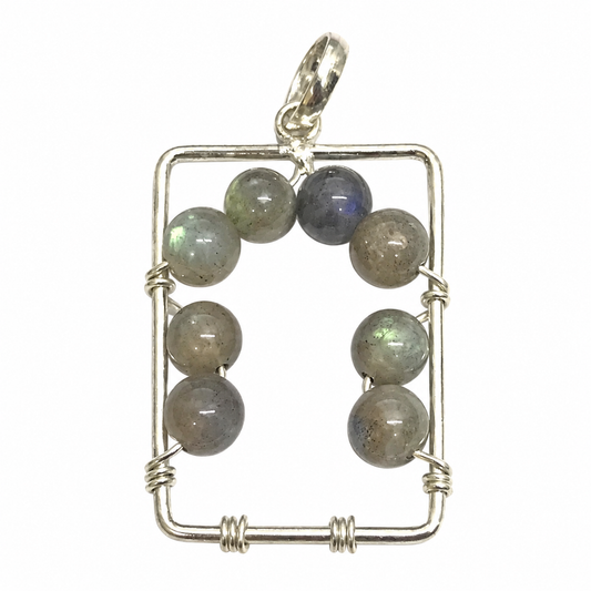Natural Labradorite Pendant, Blue Flash Gemstone Jewelry BPEN282-SLV-NLBD08