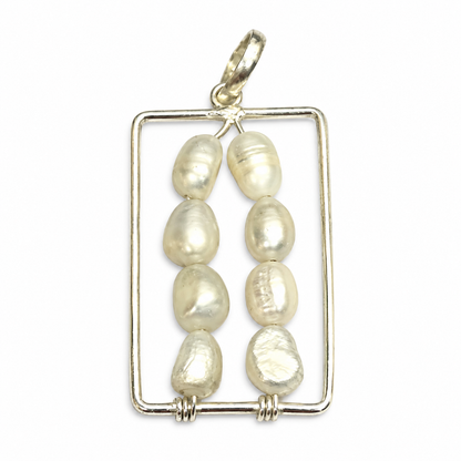 Freshwater Pearl Pendant Modern Rectangular Statement Jewelry BPEN269-SLV-NPRL08