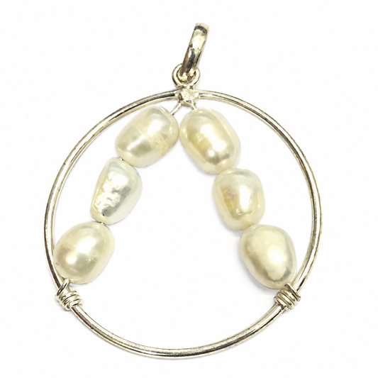 Freshwater Pearl Pendant Modern Circle Statement Jewelry BPEN270-SLV-NPRL06