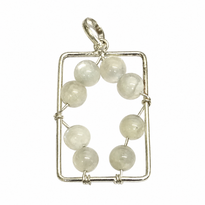 Natural Moonstone Pendant Beaded Statement Jewelry BPEN274-SLV-NMS08