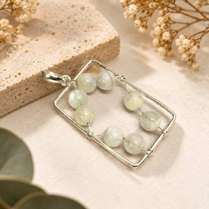 Natural Moonstone Pendant Beaded Statement Jewelry BPEN274-SLV-NMS08