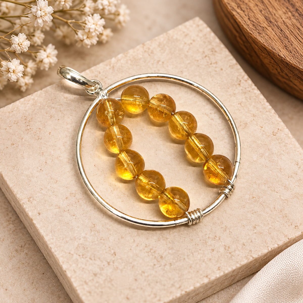 Natural Citrine Pendant Boho Gemstone Jewelry BPEN276-SLV-NCT10