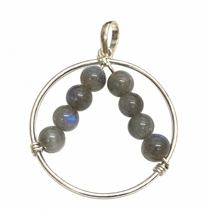 Natural Labradorite Pendant, Blue Flash Gemstone Jewelry BPEN277-SLV-NLBD08