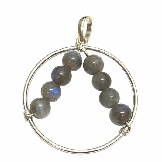 Natural Labradorite Pendant, Blue Flash Gemstone Jewelry BPEN277-SLV-NLBD08