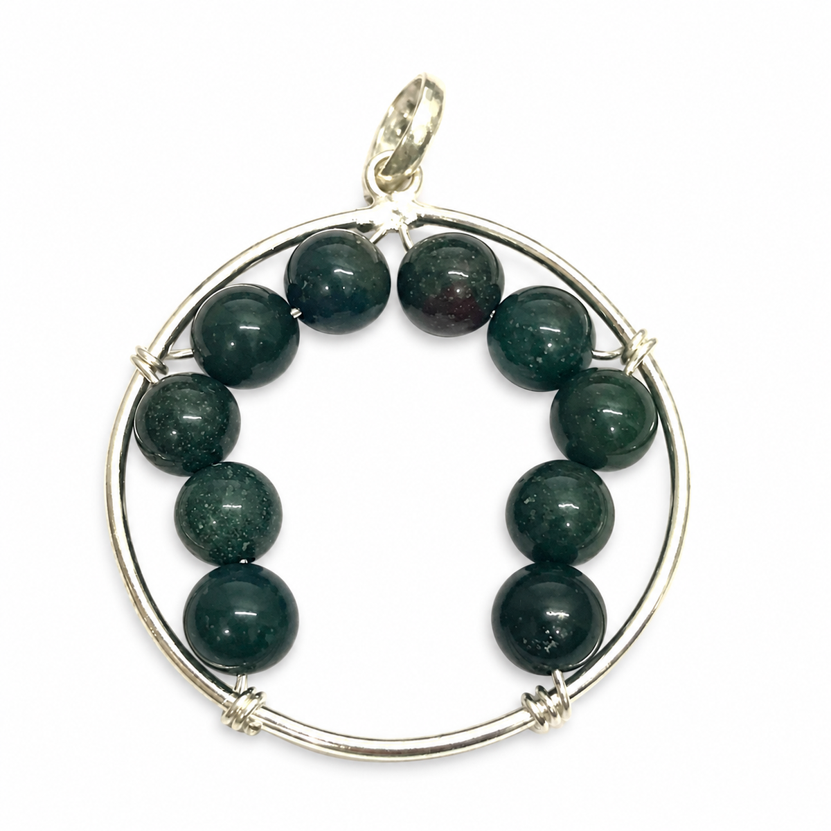 Natural Bloodstone jasper Pendant Dark Green Gemstone Boho Jewelry BPEN283-SLV-NJR10