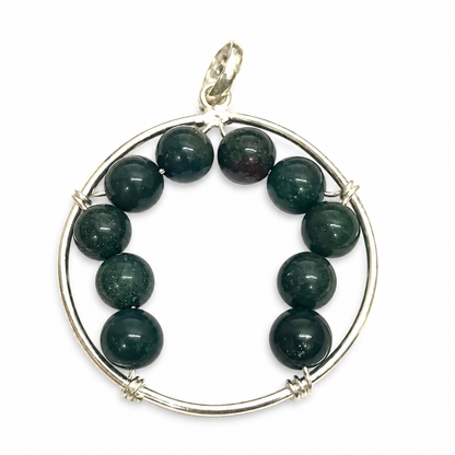Natural Bloodstone jasper Pendant Dark Green Gemstone Boho Jewelry BPEN283-SLV-NJR10