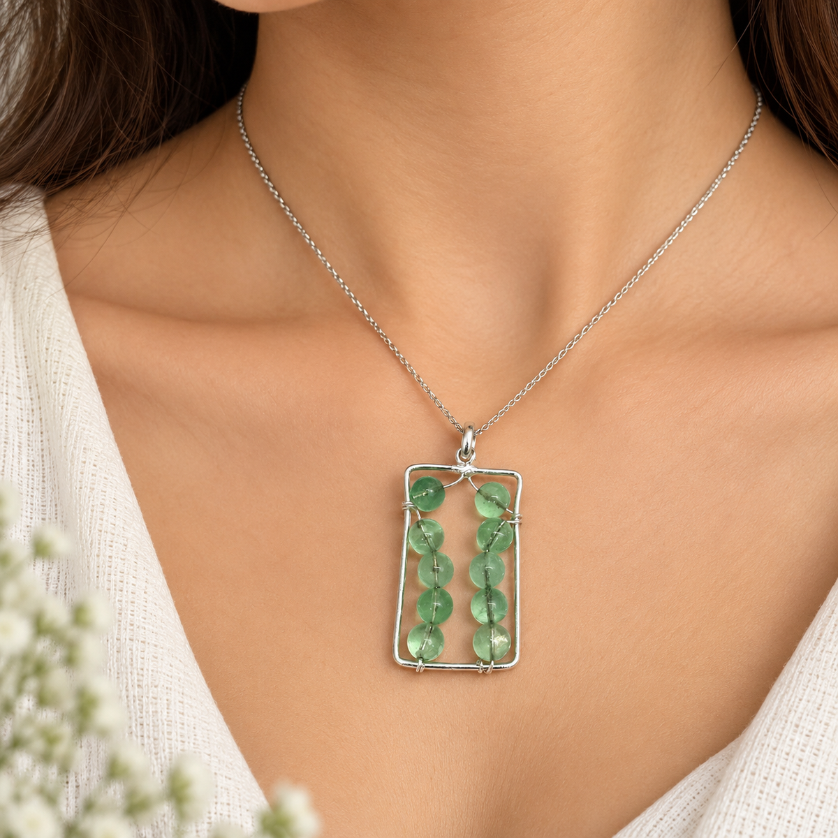 Natural Prehnite Pendant Green Gemstone Silver Jewelry BPEN290-SLV-NPR10
