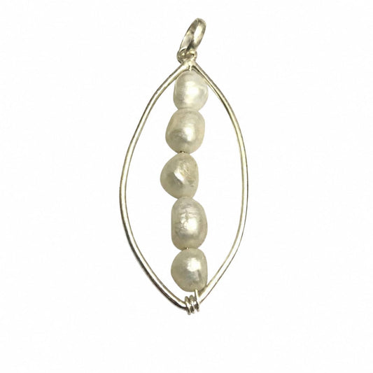 Freshwater Pearl Pendant, Silver Teardrop Minimal Jewelry BPEN304-SLV-NPRL05