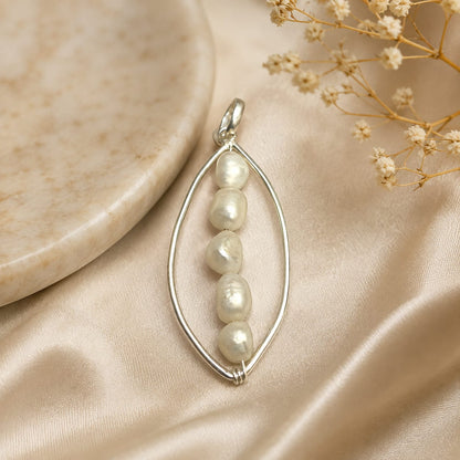 Freshwater Pearl Pendant, Silver Teardrop Minimal Jewelry BPEN304-SLV-NPRL05