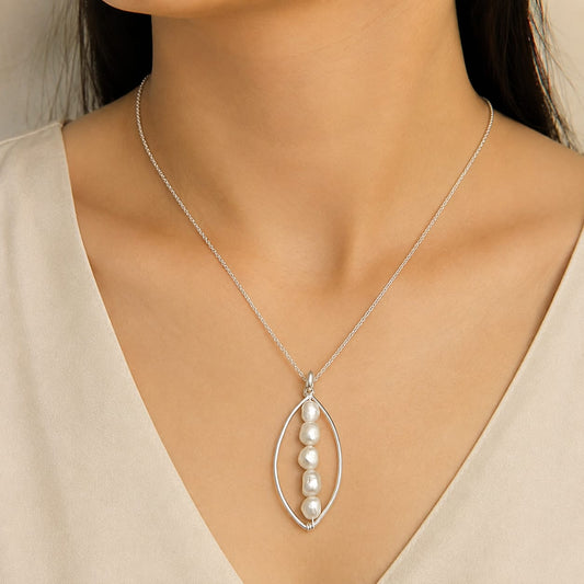 Freshwater Pearl Pendant, Silver Teardrop Minimal Jewelry BPEN304-SLV-NPRL05