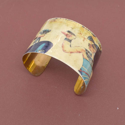 Egyptian Women Print Brass Cuff Egyptian Bracelet Tribal Cuff Adjustable BRC-3025