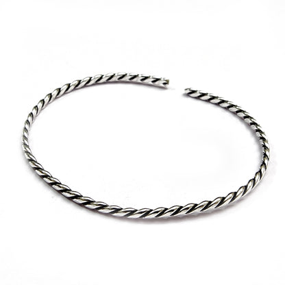 Silver Tone Twisted Cuff Bracelet Minimal Boho Open Bangle Jewelry BRC-3690