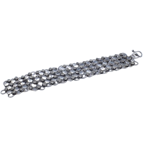 Oxidized Silver Plated Bracelet Link Chain Bracelet Jewelry BRC-4134