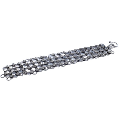 Oxidized Silver Plated Bracelet Link Chain Bracelet Jewelry BRC-4134