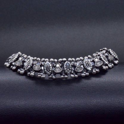 Silver Plated Chain Bracelet 7.5 inch Women Fashion Jewelry Oxidized BRC-4135