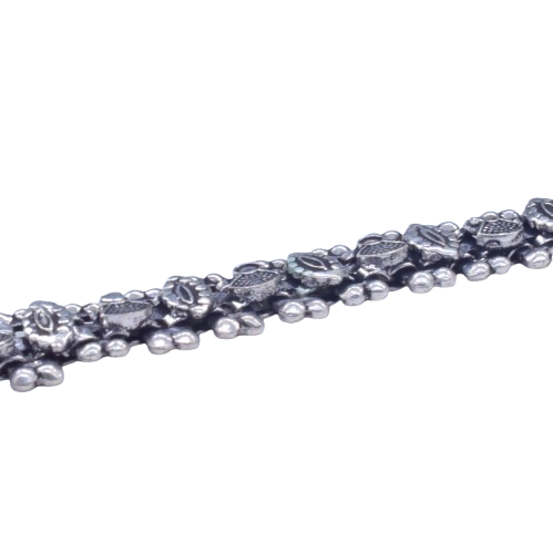 Silver Plated Chain Bracelet 7.5 inch Women Fashion Jewelry Oxidized BRC-4135