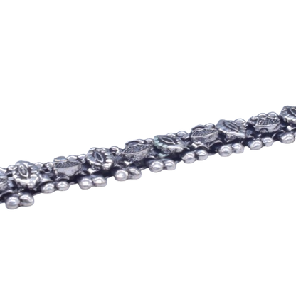 Silver Plated Chain Bracelet 7.5 inch Women Fashion Jewelry Oxidized BRC-4135