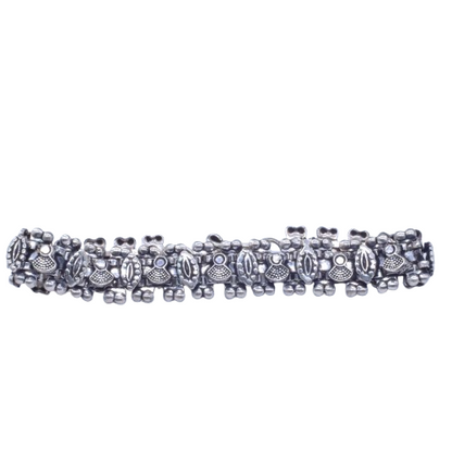 Silver Plated Chain Bracelet 7.5 inch Women Fashion Jewelry Oxidized BRC-4135