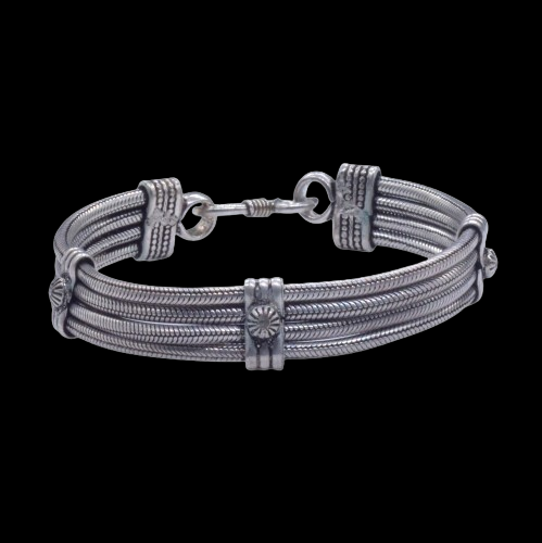 Oxidized Silver Cuff Bracelet Multi Strand Tribal Boho Bangle Jewelry BRC-4139