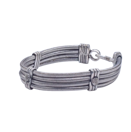 Oxidized Silver Cuff Bracelet Multi Strand Tribal Boho Bangle Jewelry BRC-4139