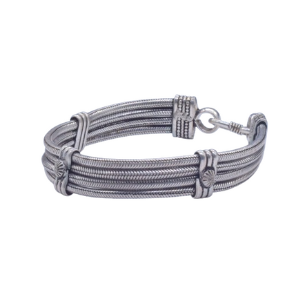 Oxidized Silver Cuff Bracelet Multi Strand Tribal Boho Bangle Jewelry BRC-4139