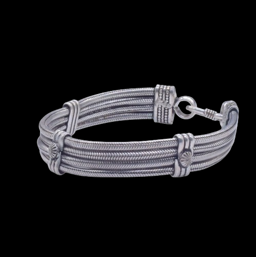 Oxidized Silver Cuff Bracelet Multi Strand Tribal Boho Bangle Jewelry BRC-4139
