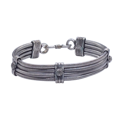 Oxidized Silver Cuff Bracelet Multi Strand Tribal Boho Bangle Jewelry BRC-4139
